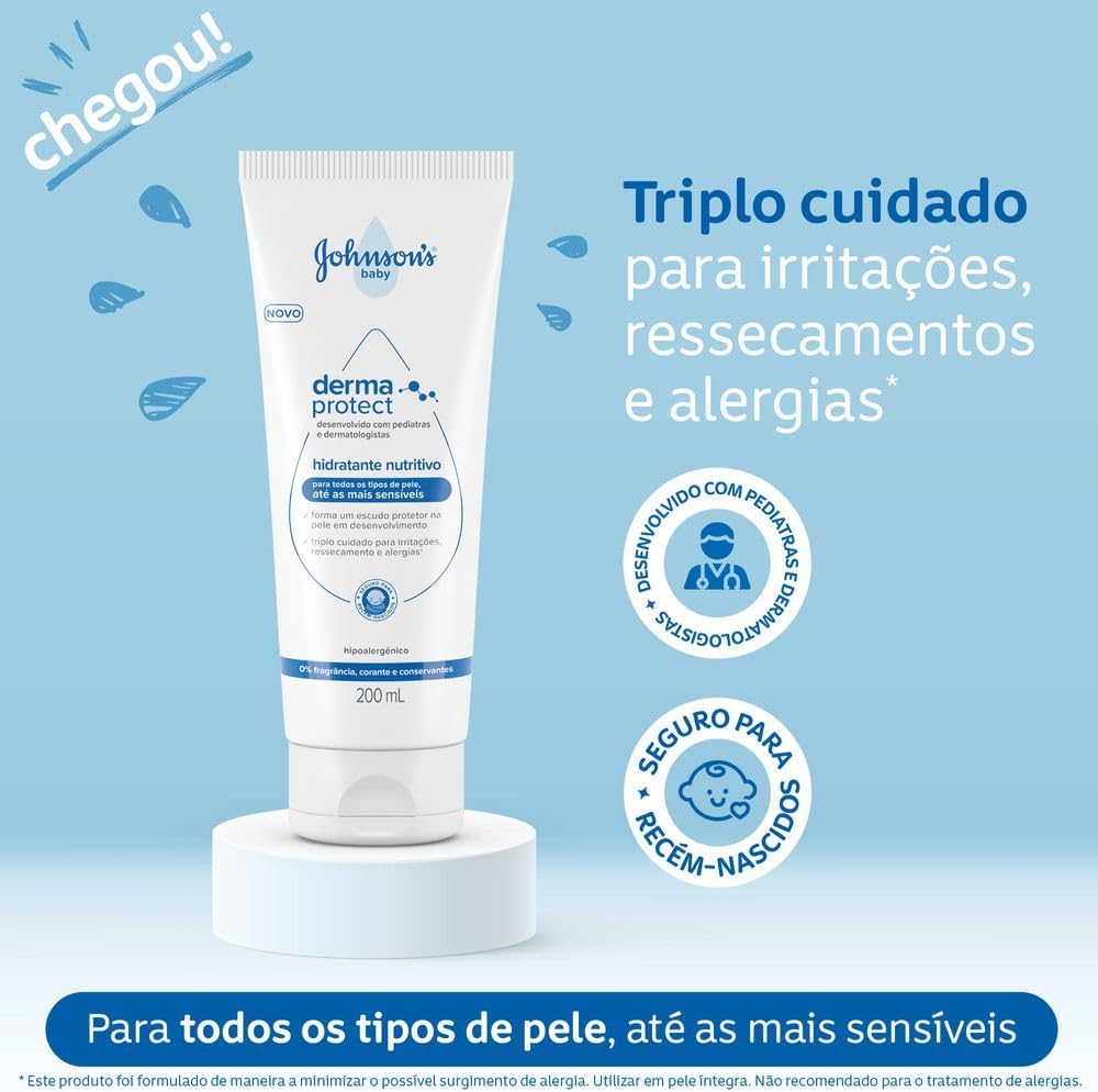 Hidratante Nutritivo Johnson's Baby Derma Protect 200ml 4 Hidratante Nutritivo Johnson's Baby Derma Protect 200ml - Imagem 4