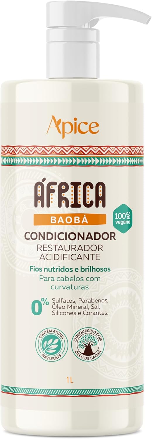 Condicionador Apse Cosmetics África Baobá Restaurador 1000ml 1 Condicionador Apse Cosmetics África Baobá Restaurador 1000ml