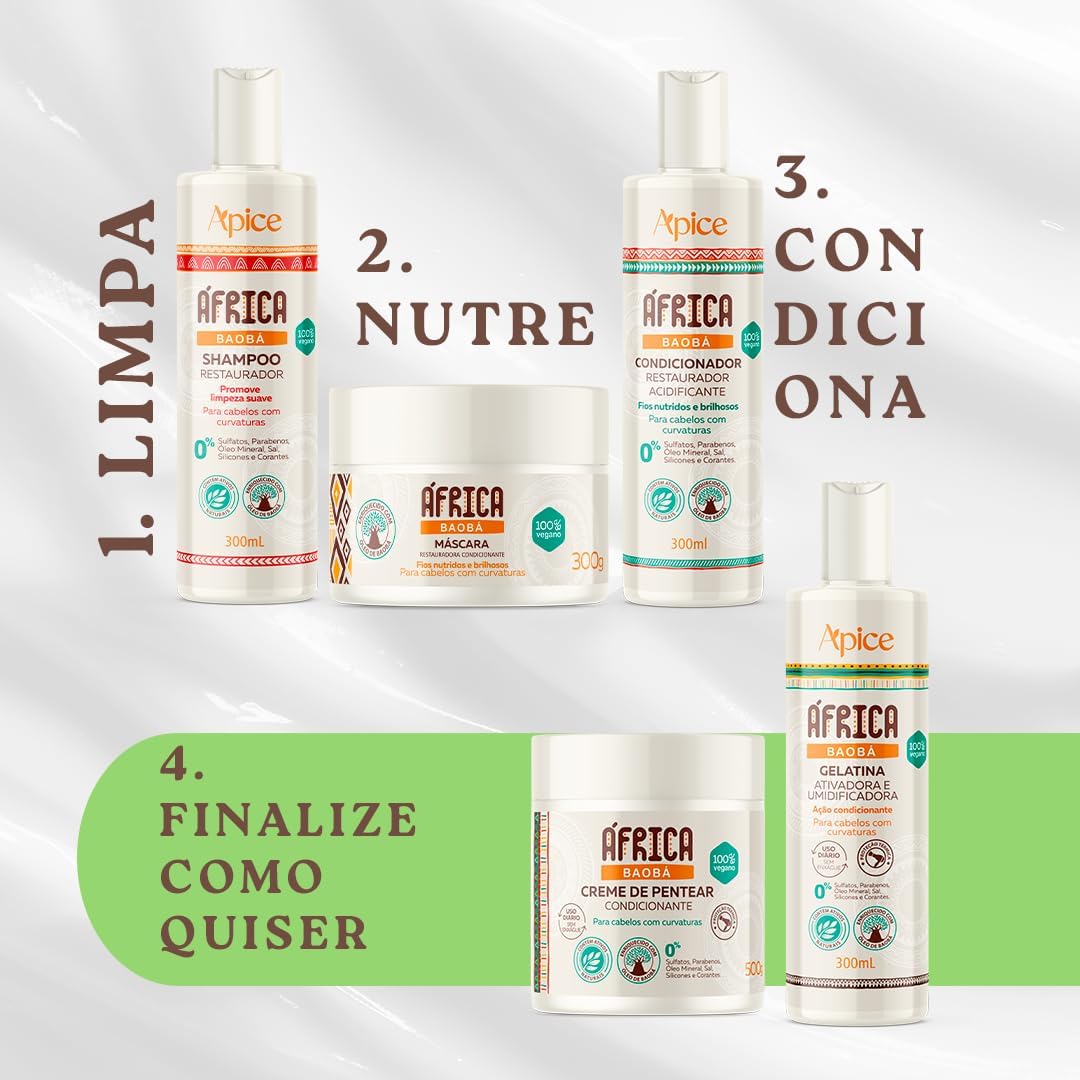 Condicionador Apse Cosmetics África Baobá Restaurador 1000ml 5 Condicionador Apse Cosmetics África Baobá Restaurador 1000ml - Imagem 5