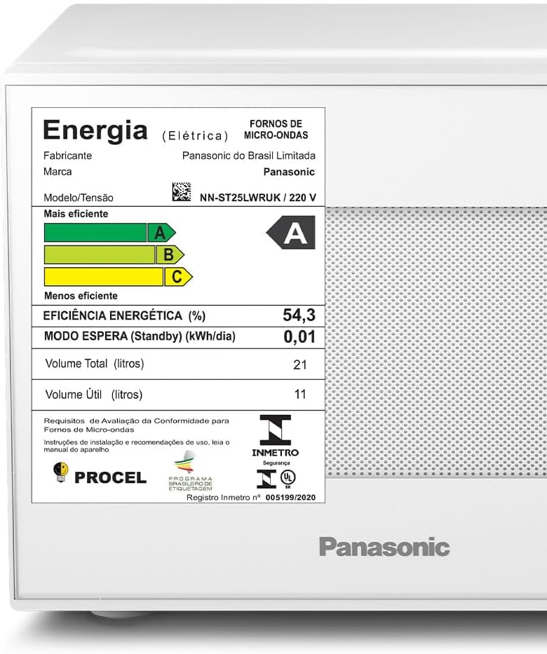 Micro-ondas Panasonic NN-ST25LWRUN 21L Branco 127V Revestimento Antiaderente 7 Micro-ondas Panasonic NN-ST25LWRUN 21L Branco 127V Revestimento Antiaderente - Imagem 7