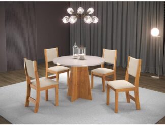 Conjunto Sala de Jantar Chilli 90cm Redonda com 4 Cadeiras