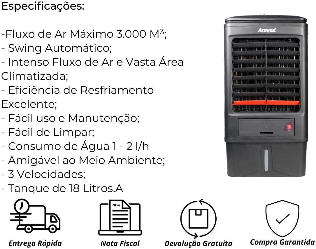 Climatizador Amvox ACL 018 com Fluxo de Ar Intenso e 18 Litros 8 Climatizador Amvox ACL 018 com Fluxo de Ar Intenso e 18 Litros - Imagem 8