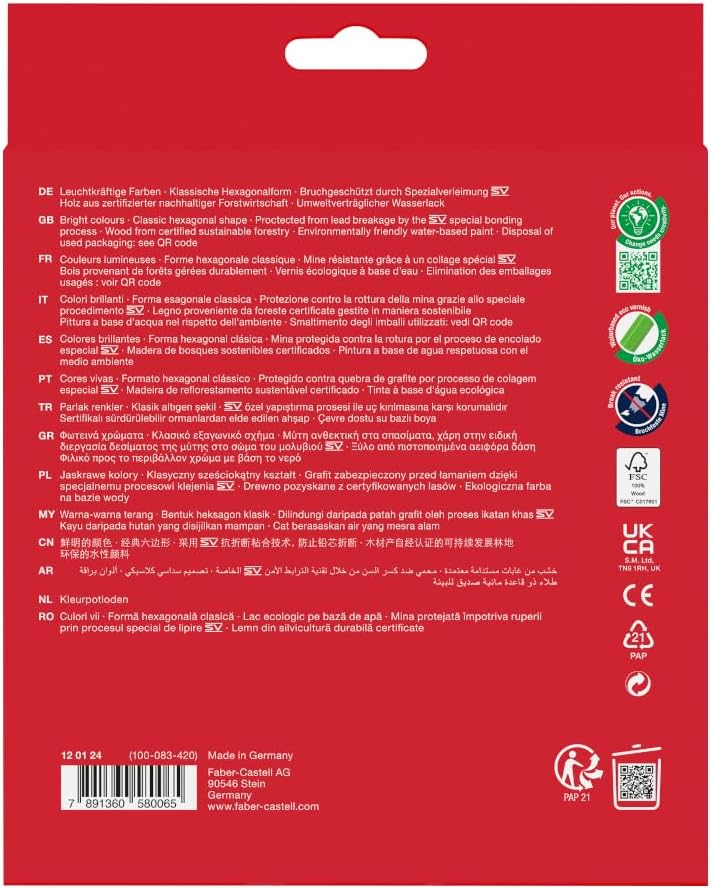 Lápis de Cor Faber-Castell 24 Cores Sextavado Modelo 120124 2 Lápis de Cor Faber-Castell 24 Cores Sextavado Modelo 120124 - Imagem 2