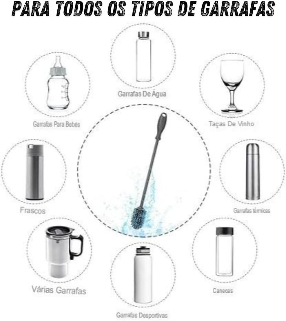 Kit 2 Escovas de Silicone Limpador de Garrafas e Mamadeiras 3 Kit 2 Escovas de Silicone Limpador de Garrafas e Mamadeiras - Imagem 3