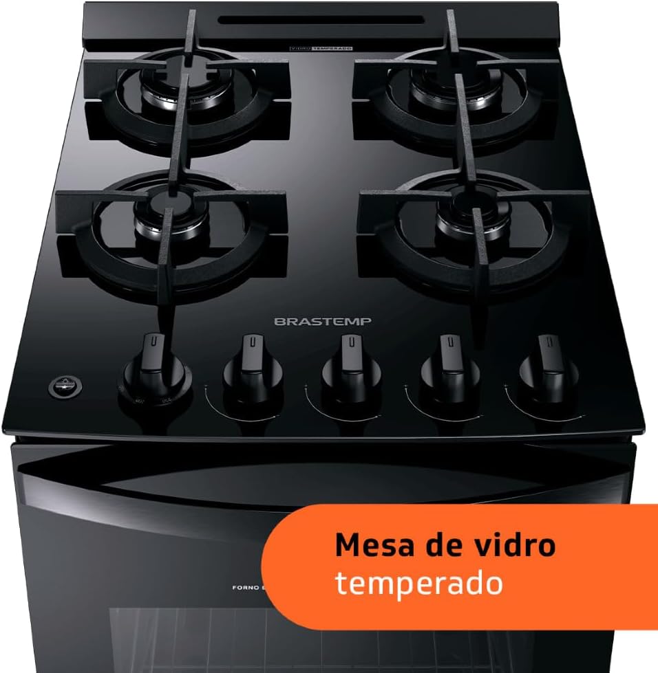 Fogão Brastemp 4 Bocas Mesa de Vidro Bivolt Preto 5 Fogão Brastemp 4 Bocas Mesa de Vidro Bivolt Preto - Imagem 5