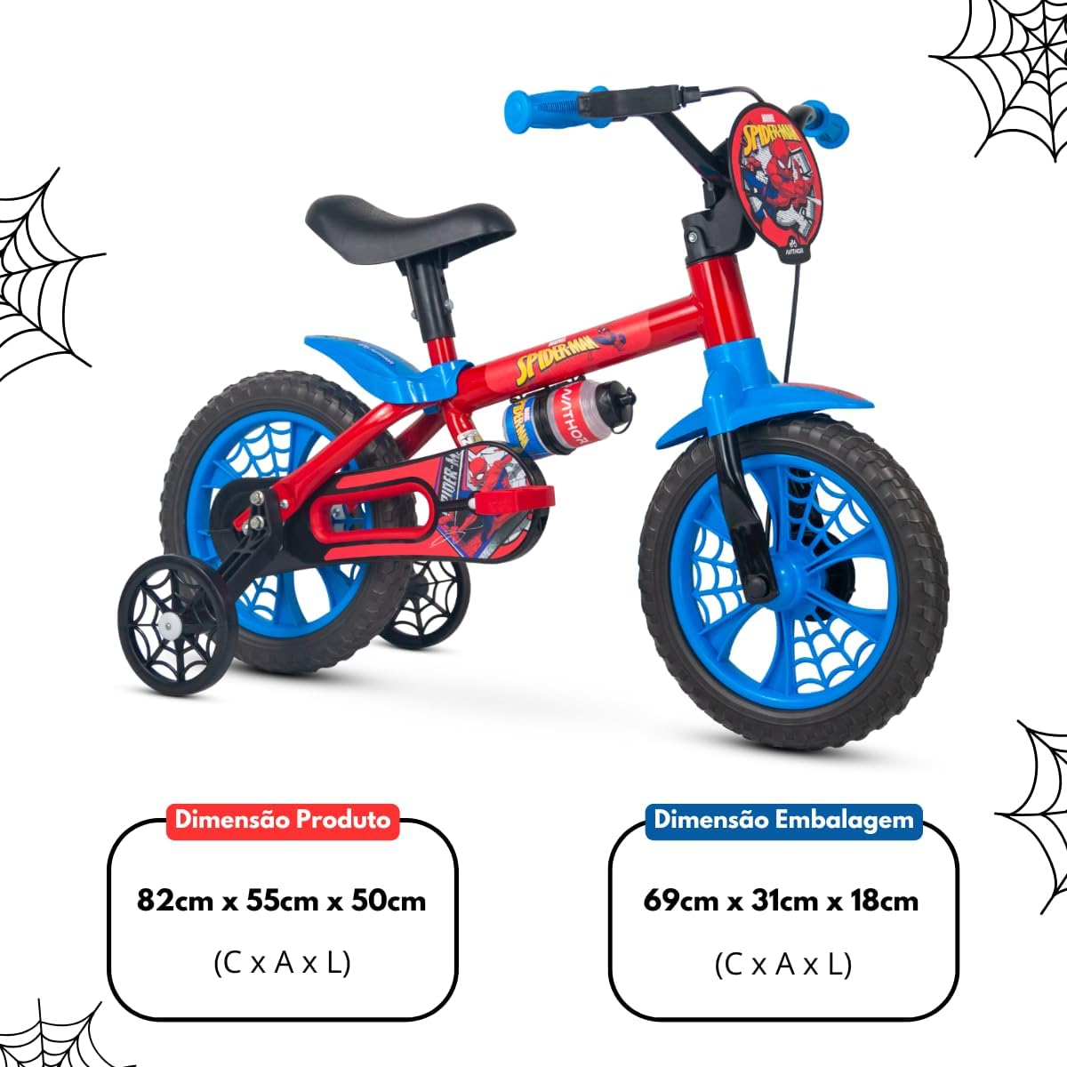 Bicicleta Infantil Nathor Spider-Man Aro 12 com Rodinhas 7 Bicicleta Infantil Nathor Spider-Man Aro 12 com Rodinhas - Imagem 7