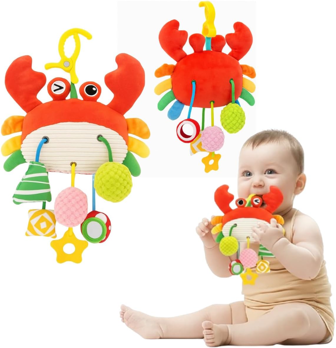 Mobile de Berço Caranguejo Sensorial Chocalho Brinquedo Bebê 1 Mobile de Berço Caranguejo Sensorial Chocalho Brinquedo Bebê