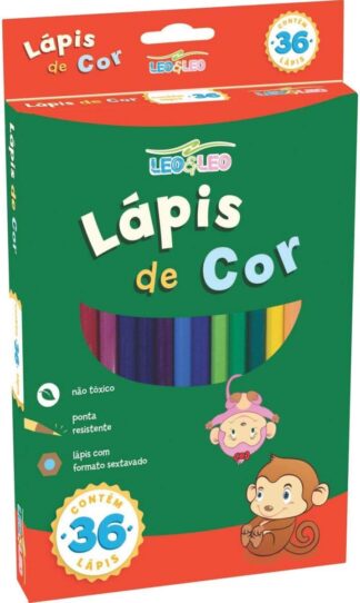 Lápis de Cor Leonora 36 Cores Sextavado Mina Macia Resistente