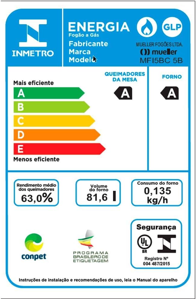 Fogão Mueller 5 Bocas Preto Fosco com Forno 81 Litros Bivolt 8 Fogão Mueller 5 Bocas Preto Fosco com Forno 81 Litros Bivolt - Imagem 8