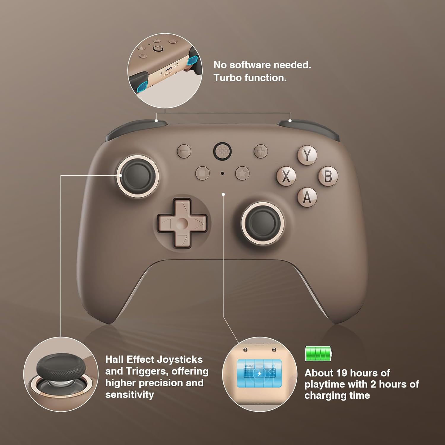 Controle 8Bitdo Ultimate 2C Wireless Hall Effect para PC Android 3 Controle 8Bitdo Ultimate 2C Wireless Hall Effect para PC Android - Imagem 3