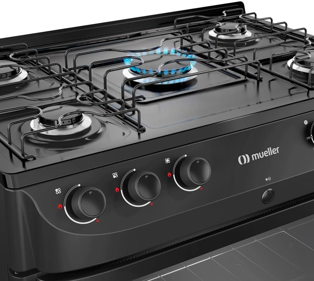 Fogão Mueller 5 Bocas Preto Fosco com Forno 81 Litros Bivolt 4 Fogão Mueller 5 Bocas Preto Fosco com Forno 81 Litros Bivolt - Imagem 4