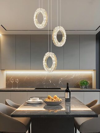 Lustre de Cristal LED SSNAINIU Moderno Dourado com Controle