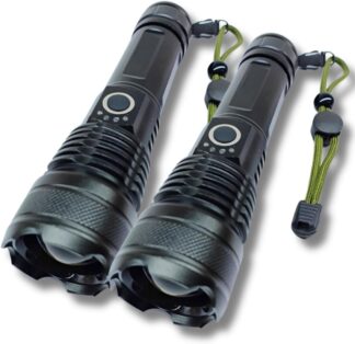 Kit 2 Lanternas Táticas LED Recarregáveis USB com Zoom Potente