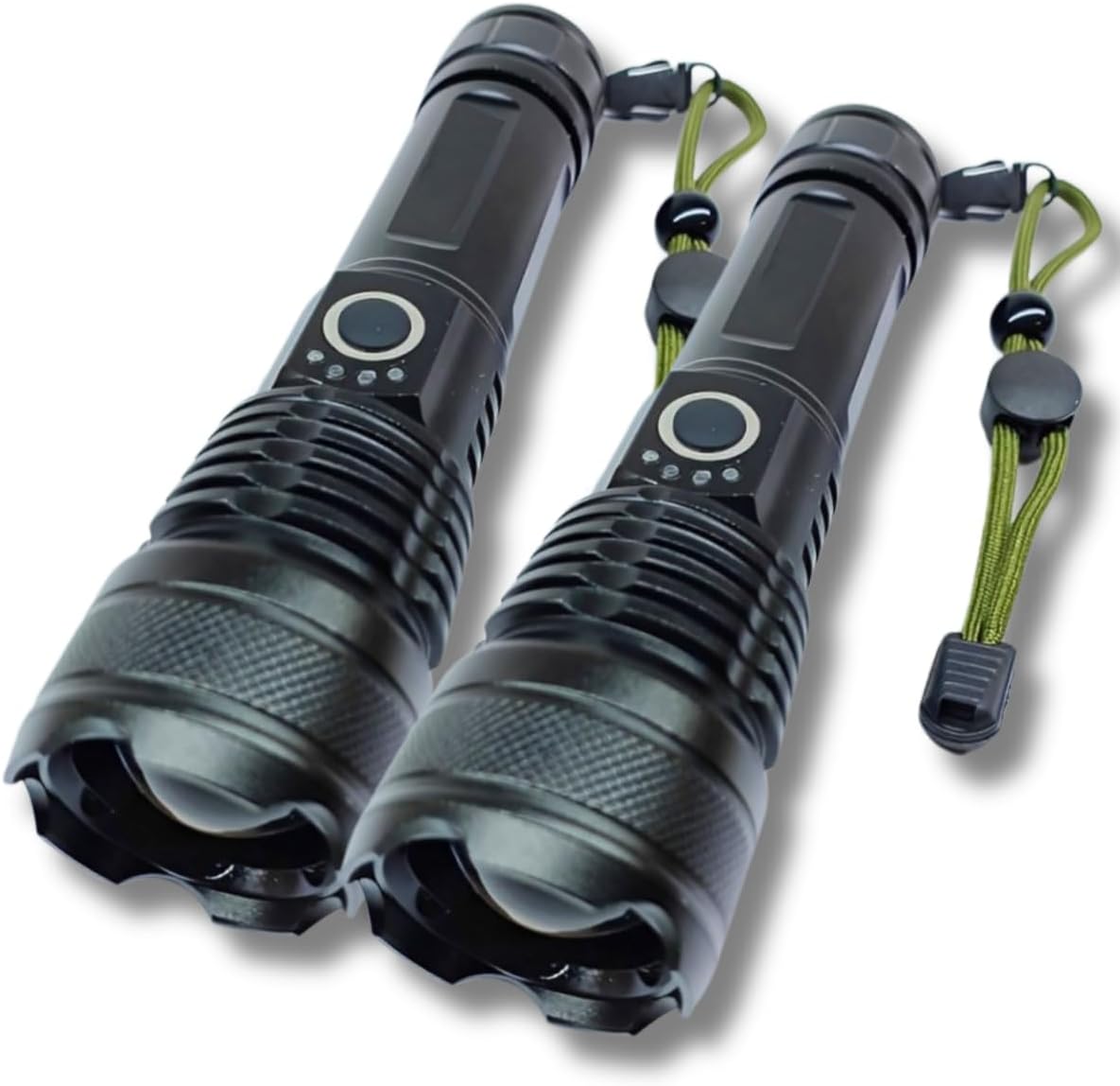 Kit 2 Lanternas Táticas LED Recarregáveis USB com Zoom Potente 1 Kit 2 Lanternas Táticas LED Recarregáveis USB com Zoom Potente