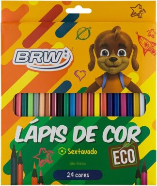 Lápis de Cor BRW LP2403 24 Cores Resina Plástica Escolar