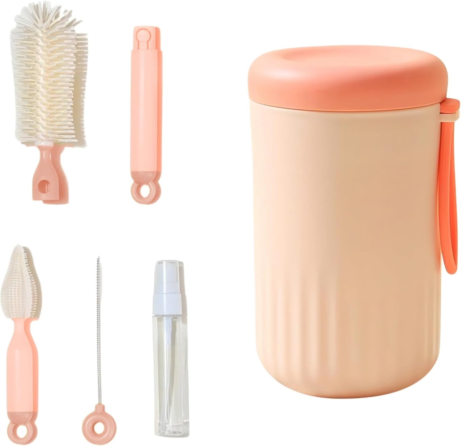 Kit de Higiene para Mamadeiras 6 Peças com Escovas e Estojo Rosa 1 Kit de Higiene para Mamadeiras 6 Peças com Escovas e Estojo Rosa