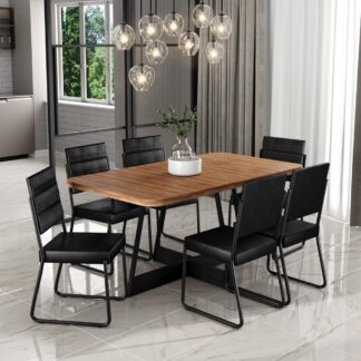 Conjunto Sala de Jantar 6 Cadeiras Carraro Charlotte Nogal