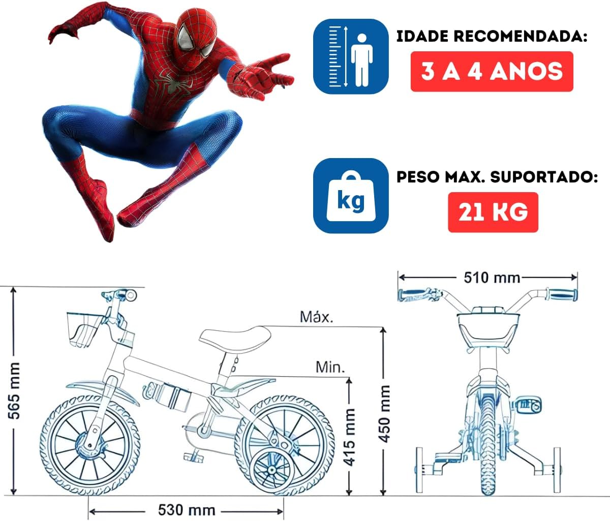 Bicicleta Infantil Nathor Spider-Man Aro 12 com Rodinhas 9 Bicicleta Infantil Nathor Spider-Man Aro 12 com Rodinhas - Imagem 9