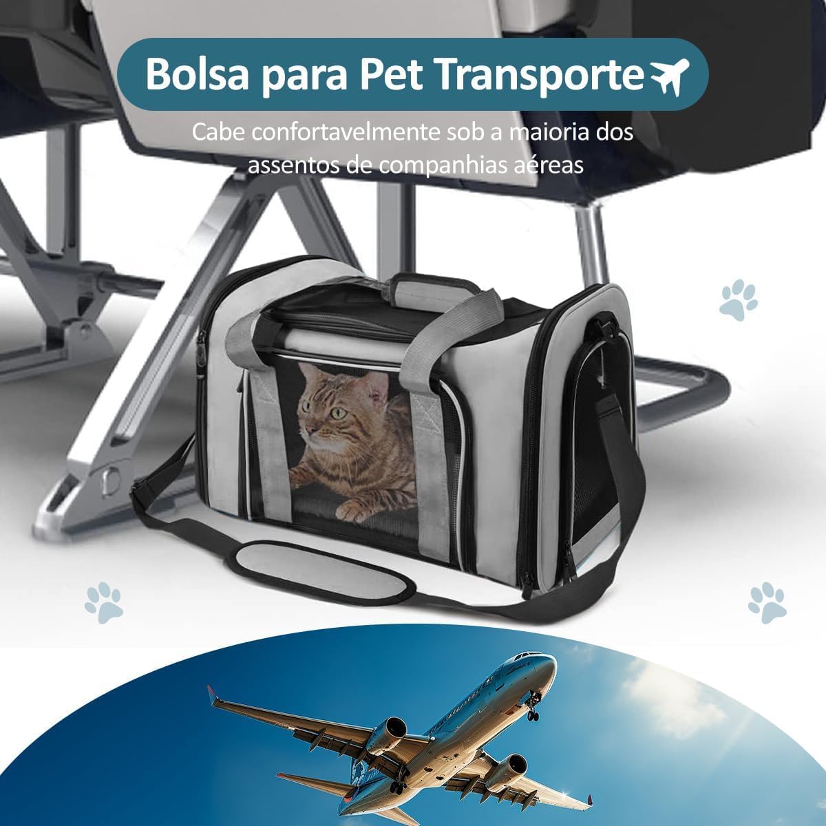 Bolsa de Transporte Pet Azul Premium Respirável para Viagem 8 Bolsa de Transporte Pet Azul Premium Respirável para Viagem - Imagem 8