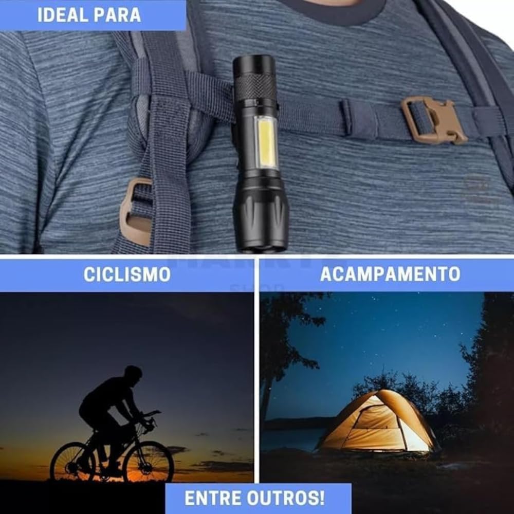 Mini Lanterna Tática LED Recarregável USB com Zoom e Estojo 3 Mini Lanterna Tática LED Recarregável USB com Zoom e Estojo - Imagem 3