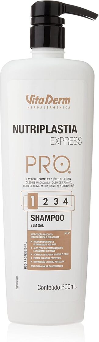 Shampoo Vitaderm 3R Total Express 600ml Nutriplastia Brilho