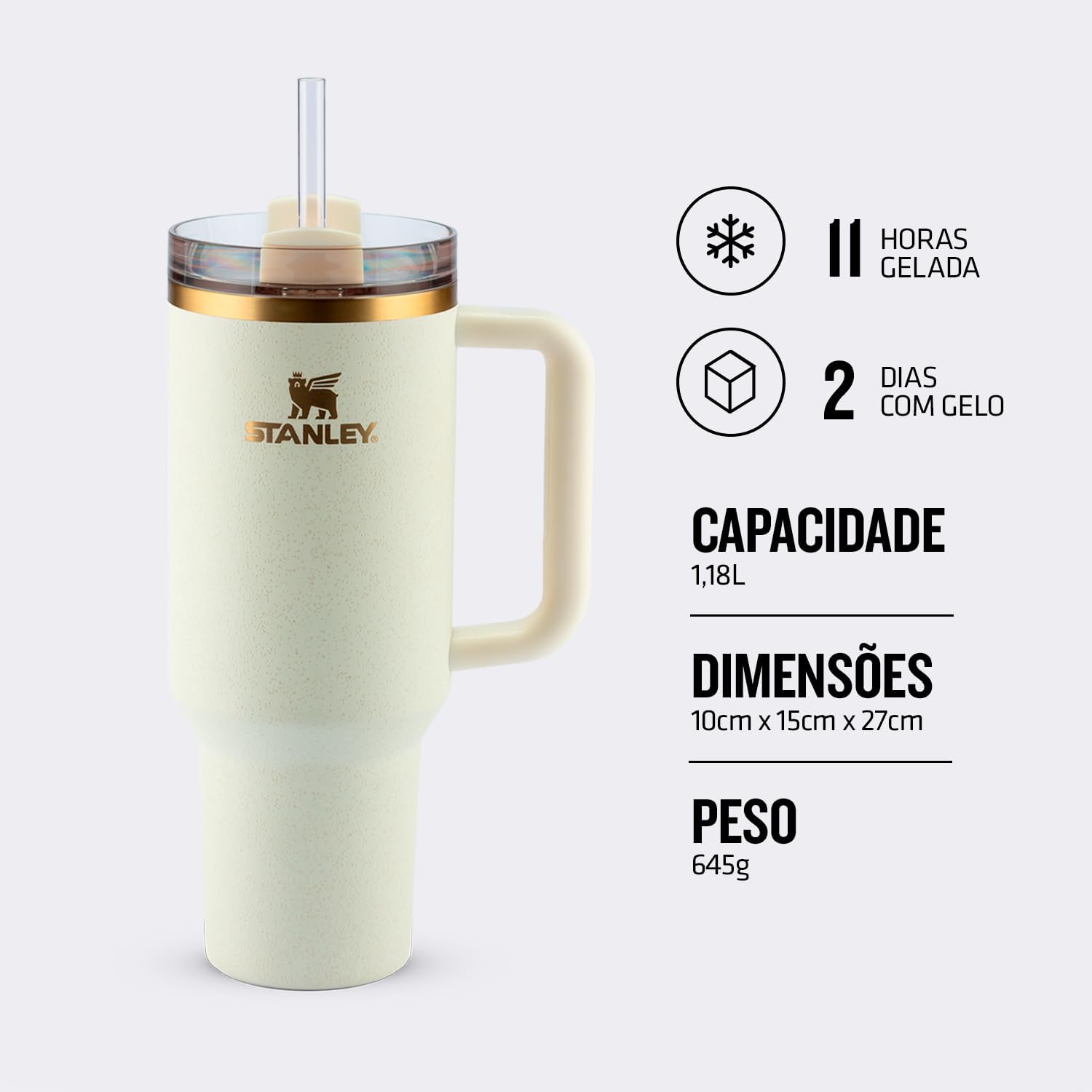 Copo Stanley Quencher 2.0 1,18L Aço Inox Térmico Cream Moon 4 Copo Stanley Quencher 2.0 1,18L Aço Inox Térmico Cream Moon - Imagem 4