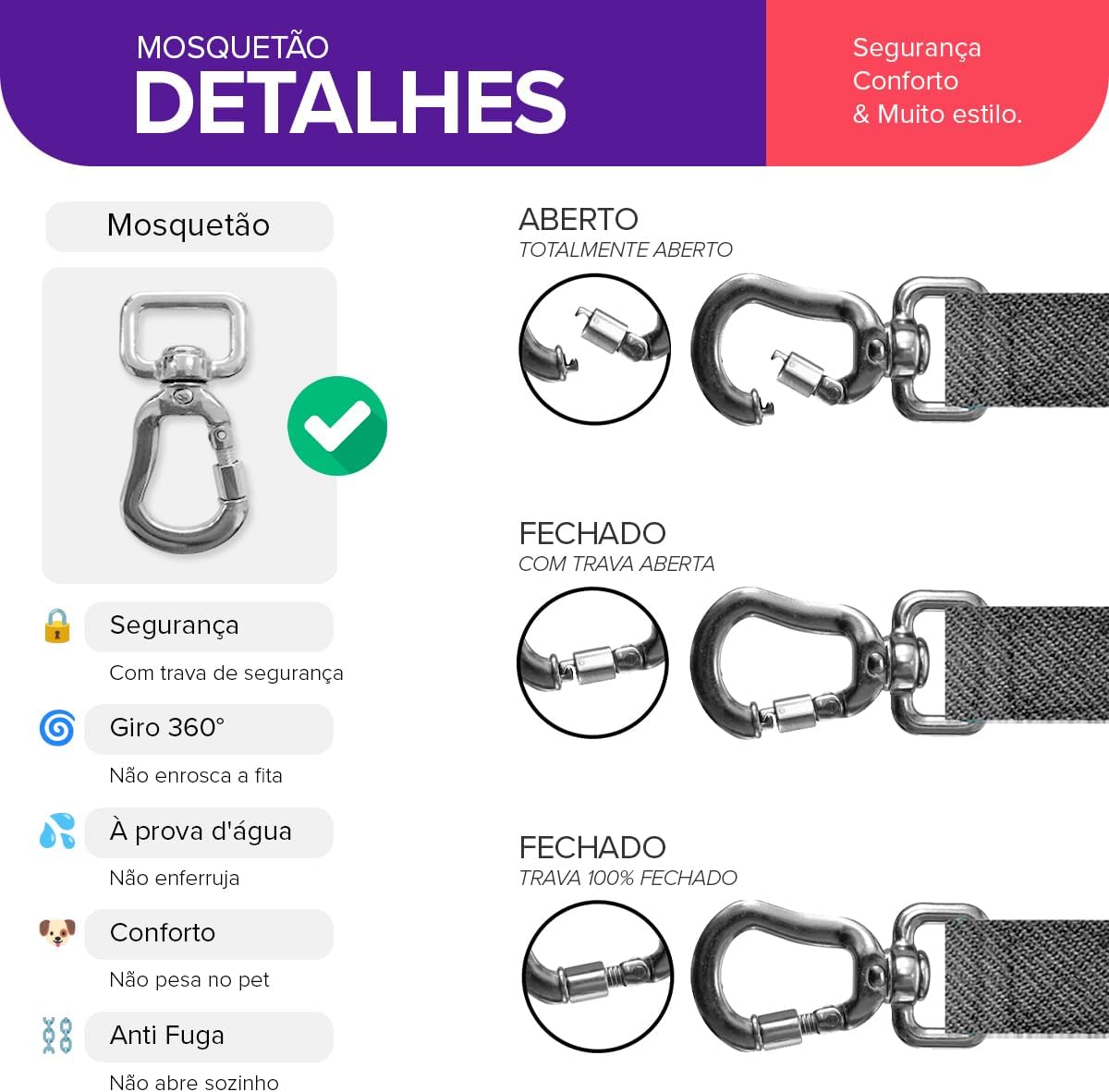 Coleira Peitoral com Guia Basic Pet Tradicional para Cães Grande 4 Coleira Peitoral com Guia Basic Pet Tradicional para Cães Grande - Imagem 4