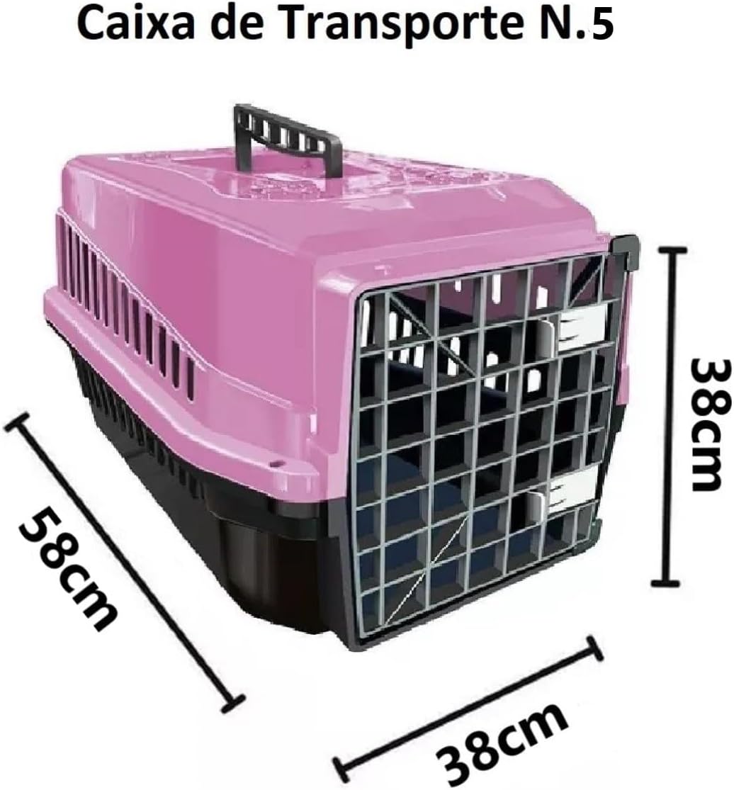 Caixa de Transporte para Cachorros e Gatos Tamanho N5 Rosa 3 Caixa de Transporte para Cachorros e Gatos Tamanho N5 Rosa - Imagem 3