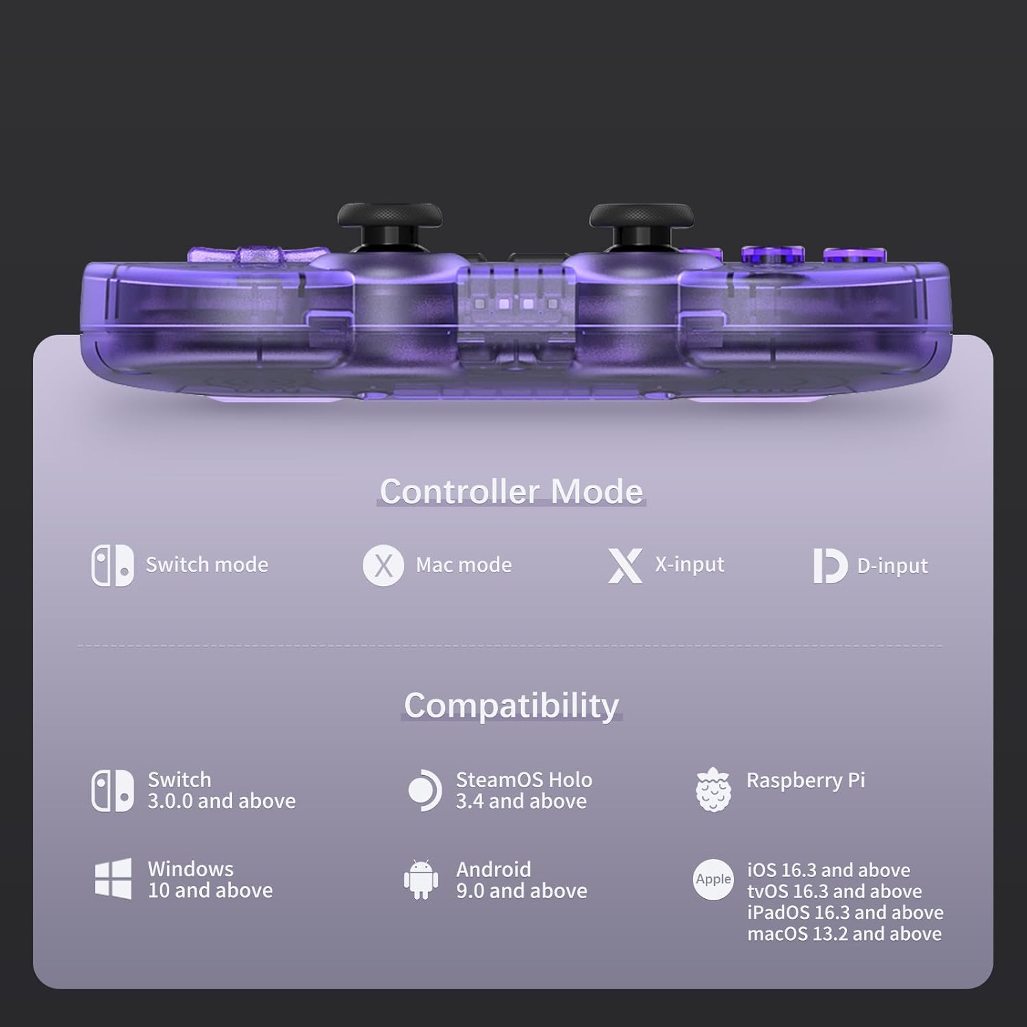 Controle 8Bitdo SN30 Pro Bluetooth com Joystick Hall Purple 3 Controle 8Bitdo SN30 Pro Bluetooth com Joystick Hall Purple - Imagem 3