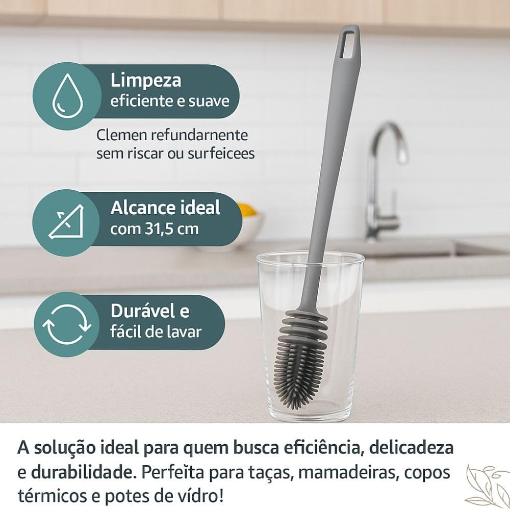 Kit 2 Escovas de Silicone para Limpeza de Mamadeiras e Copos 4 Kit 2 Escovas de Silicone para Limpeza de Mamadeiras e Copos - Imagem 4