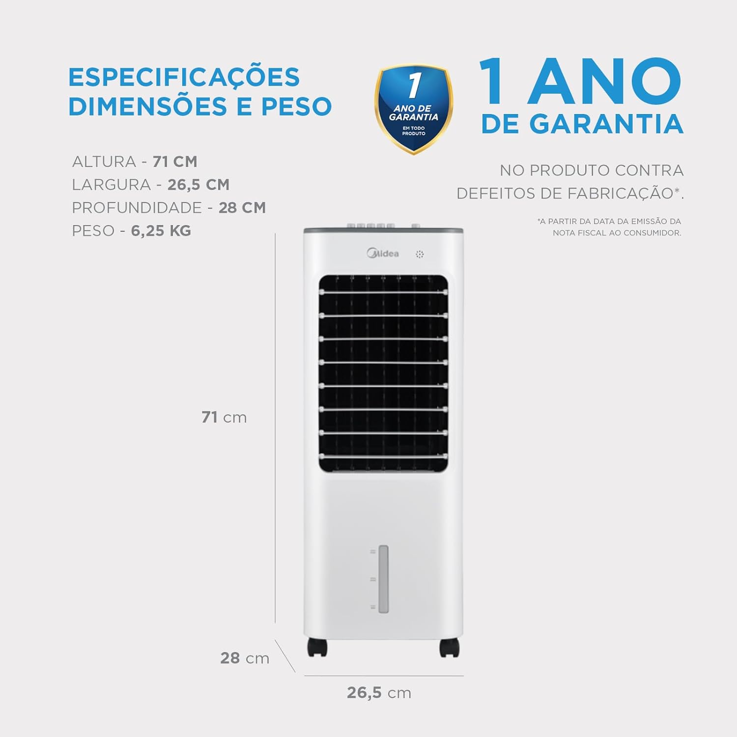 Climatizador de Ar Midea ACM52 Portátil Ventila e Umidifica 7 Climatizador de Ar Midea ACM52 Portátil Ventila e Umidifica - Imagem 7