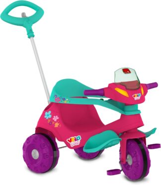 Triciclo Velobaby Bandeirante G2 Passeio e Pedal Rosa Infantil