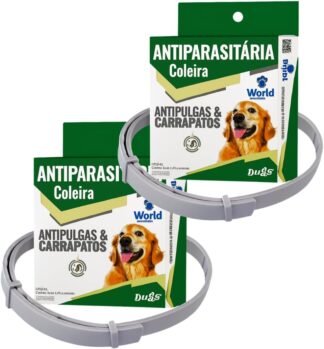 Kit 2 Coleiras Antipulgas e Carrapatos Dugs World Veterinária