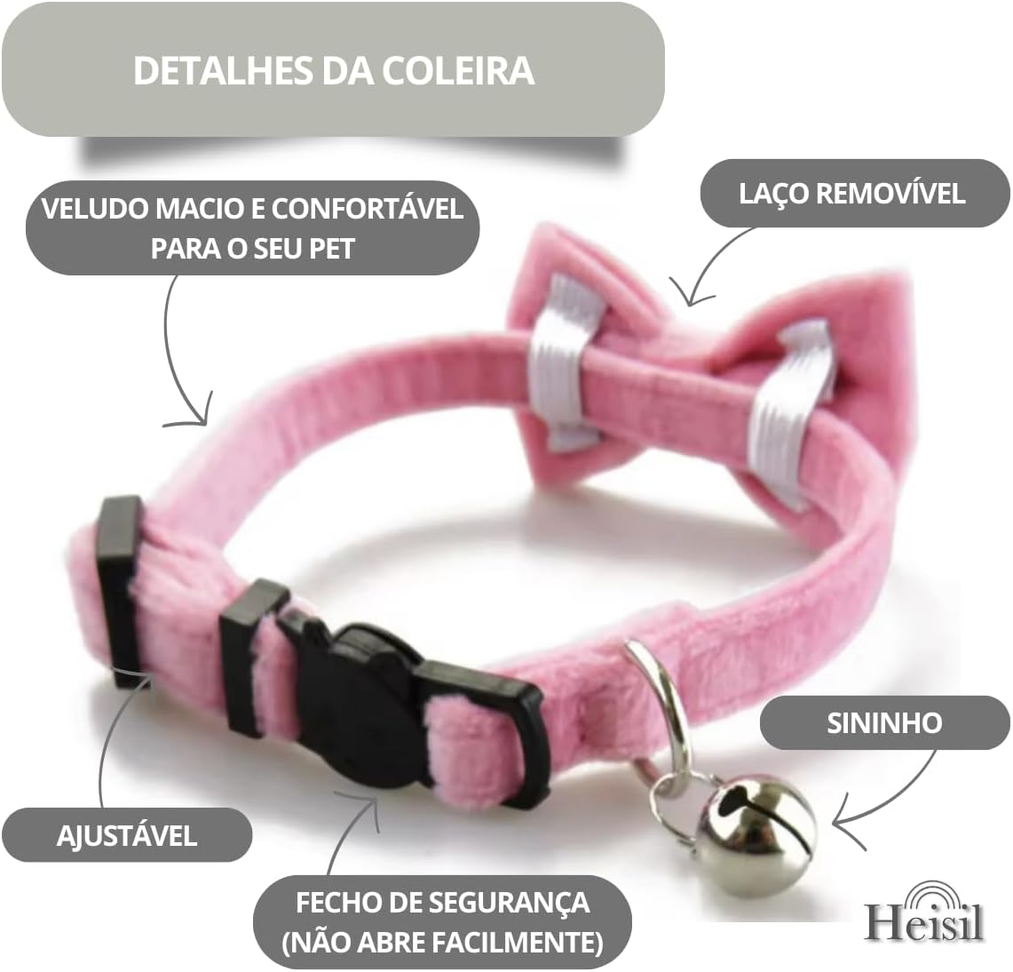 Coleira de Veludo para Cães e Gatos com Gravata e Sininho 4 Coleira de Veludo para Cães e Gatos com Gravata e Sininho - Imagem 4