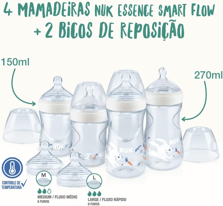 Kit Mamadeiras NUK Essence Smart Flow Anticólica 150ml 270ml 2 Kit Mamadeiras NUK Essence Smart Flow Anticólica 150ml 270ml - Imagem 2