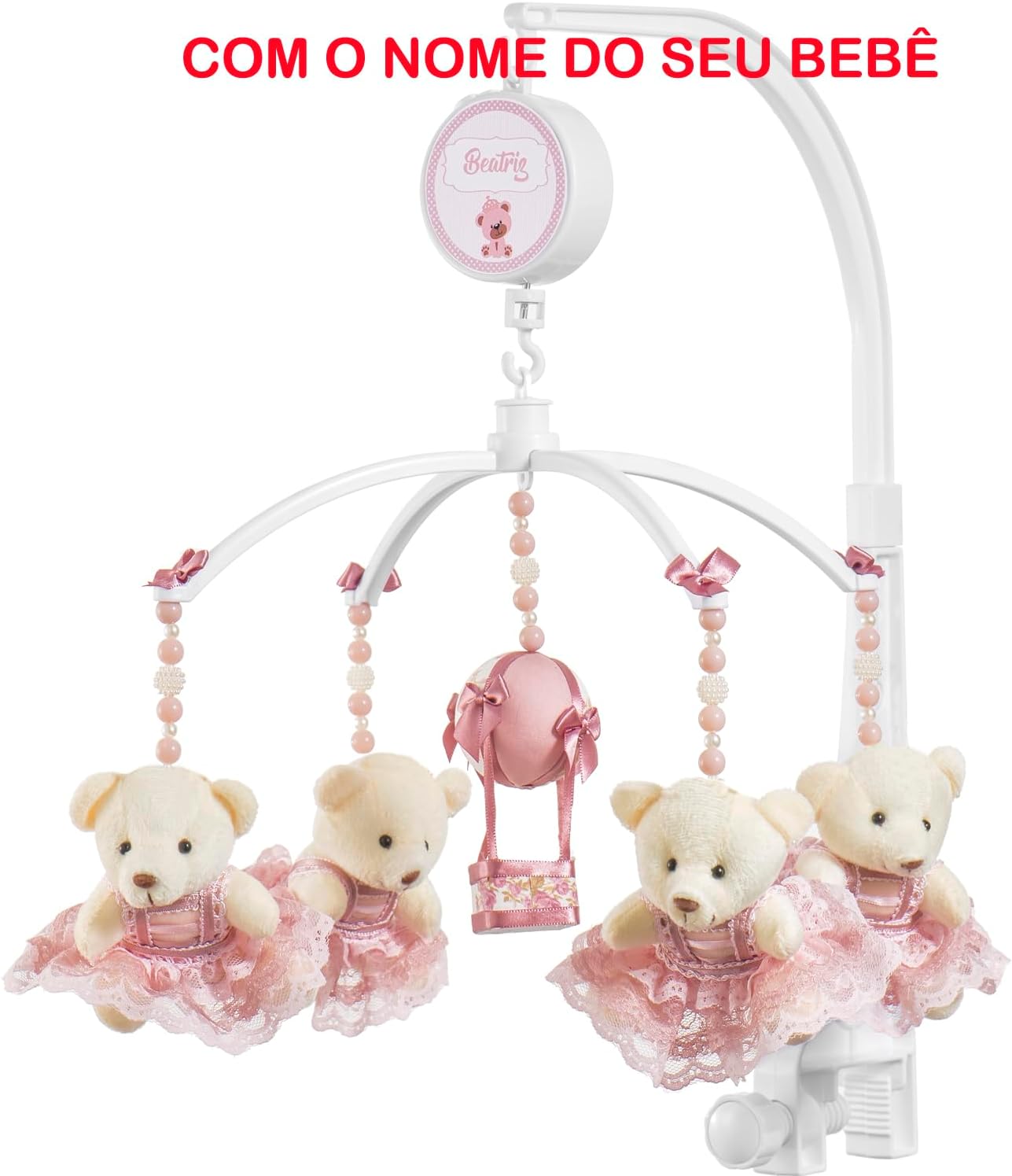 Móbile de Berço Jheppbay Ursa Rosa Musical e Giratório Bebê 2 Móbile de Berço Jheppbay Ursa Rosa Musical e Giratório Bebê - Imagem 2