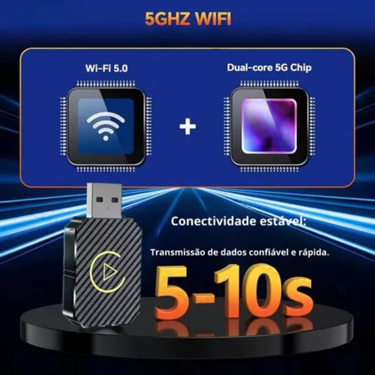 Adaptador CarPlay Android Auto Sem Fio Generico Carplay 2-em-1 6 Adaptador CarPlay Android Auto Sem Fio Generico Carplay 2-em-1 - Imagem 6