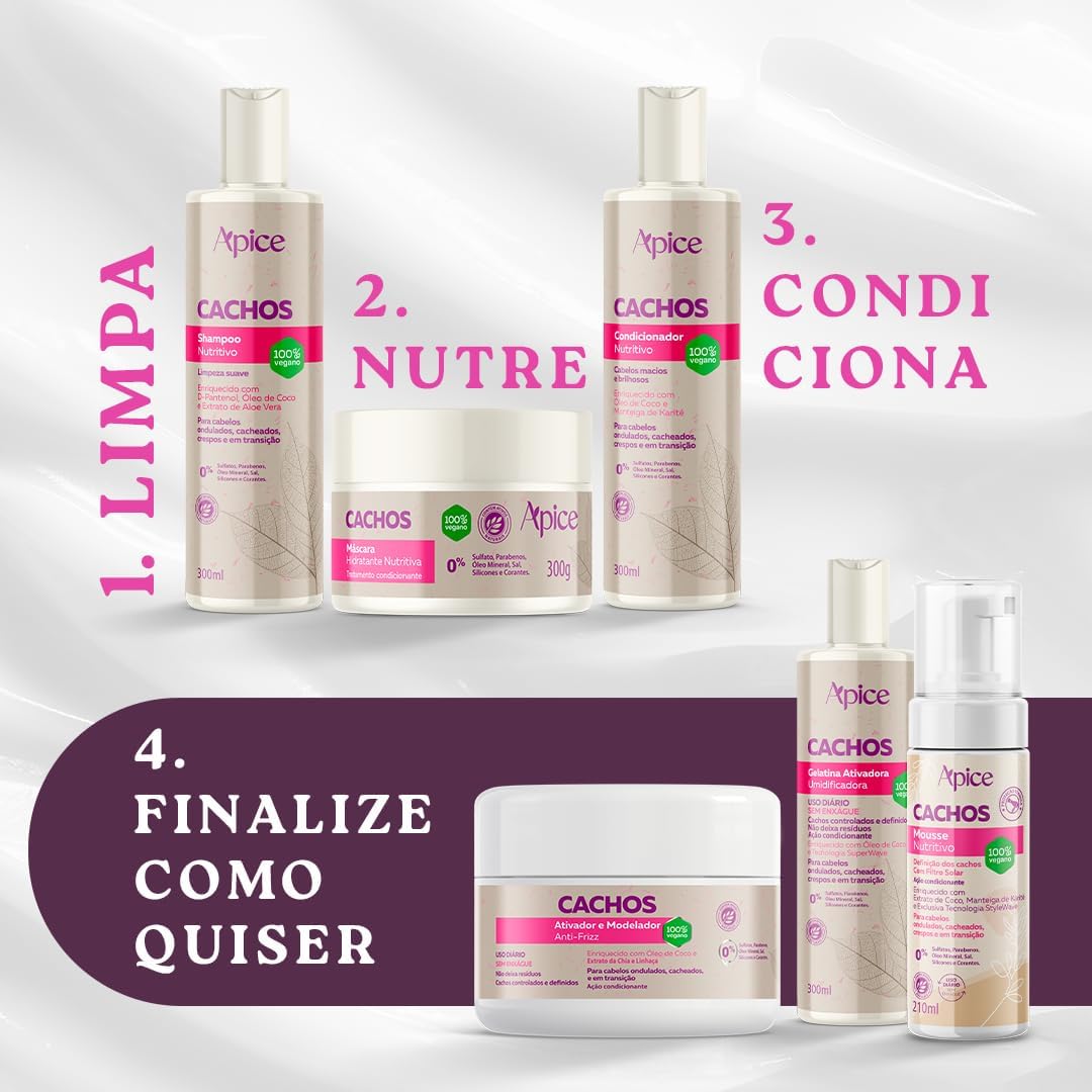 Condicionador Cachos Apse Cosmetics Nutritivo 1000ml 5 Condicionador Cachos Apse Cosmetics Nutritivo 1000ml - Imagem 5