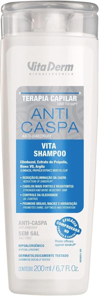 Shampoo Anti Caspa Vitaderm Vita 200ml para Todos os Cabelos
