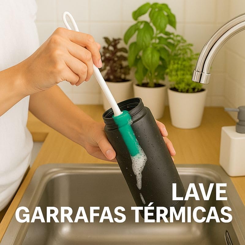 Escova para Limpeza de Garrafas Mamadeiras e Copos Anti Riscos 5 Escova para Limpeza de Garrafas Mamadeiras e Copos Anti Riscos - Imagem 5