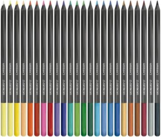 Lápis de Cor Leonora Carbon 24 Cores Redondo Kit Escolar