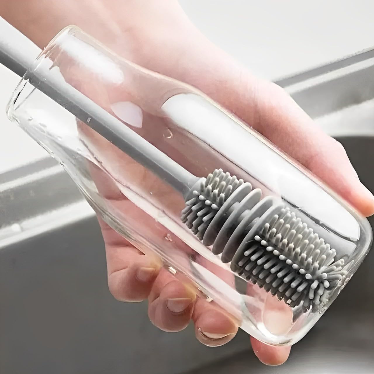 Escova de Silicone para Limpeza de Garrafas Mamadeiras e Copos 2 Escova de Silicone para Limpeza de Garrafas Mamadeiras e Copos - Imagem 2