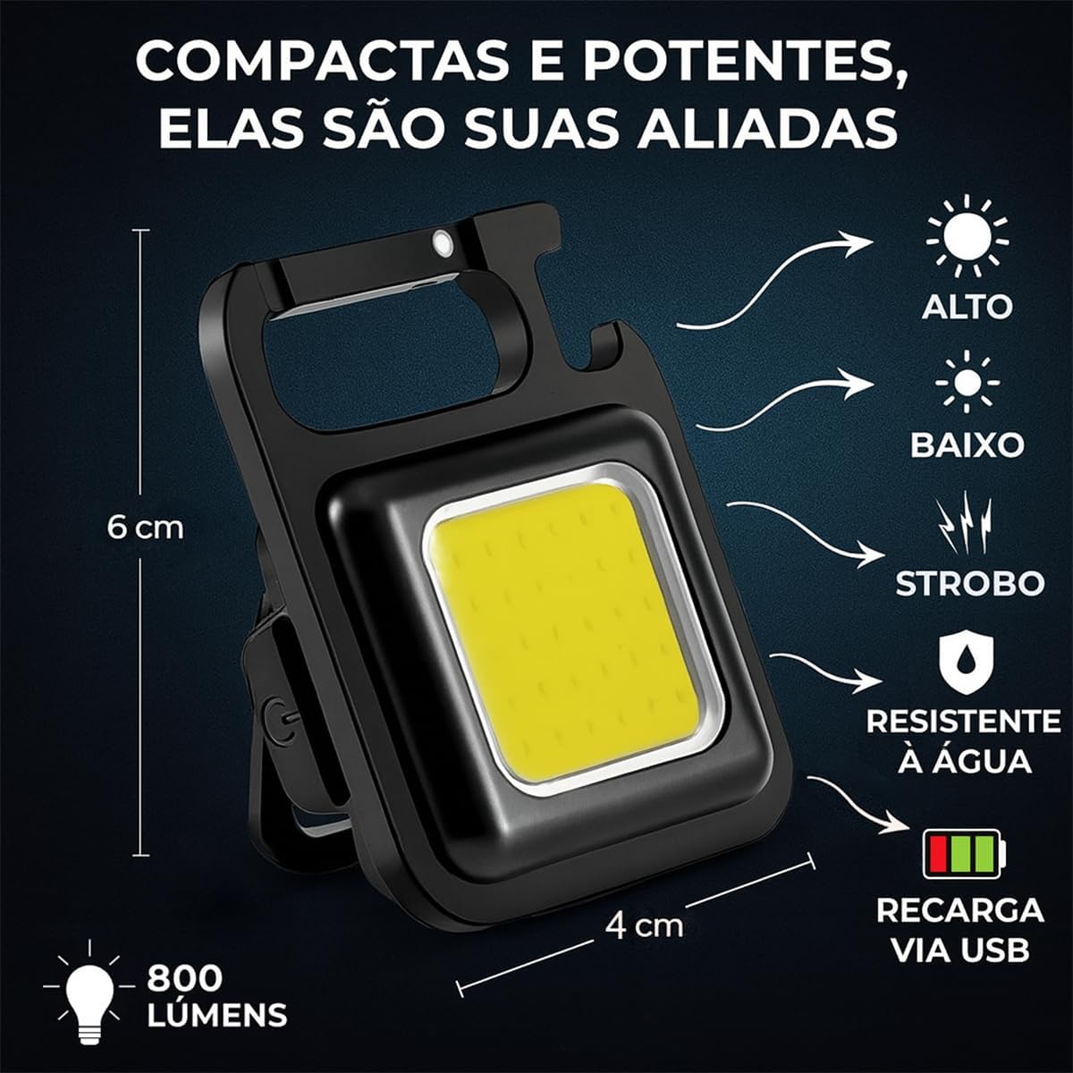 Mini Lanterna LED Recarregável Genérico 001 Portátil Compacta 3 Mini Lanterna LED Recarregável Genérico 001 Portátil Compacta - Imagem 3