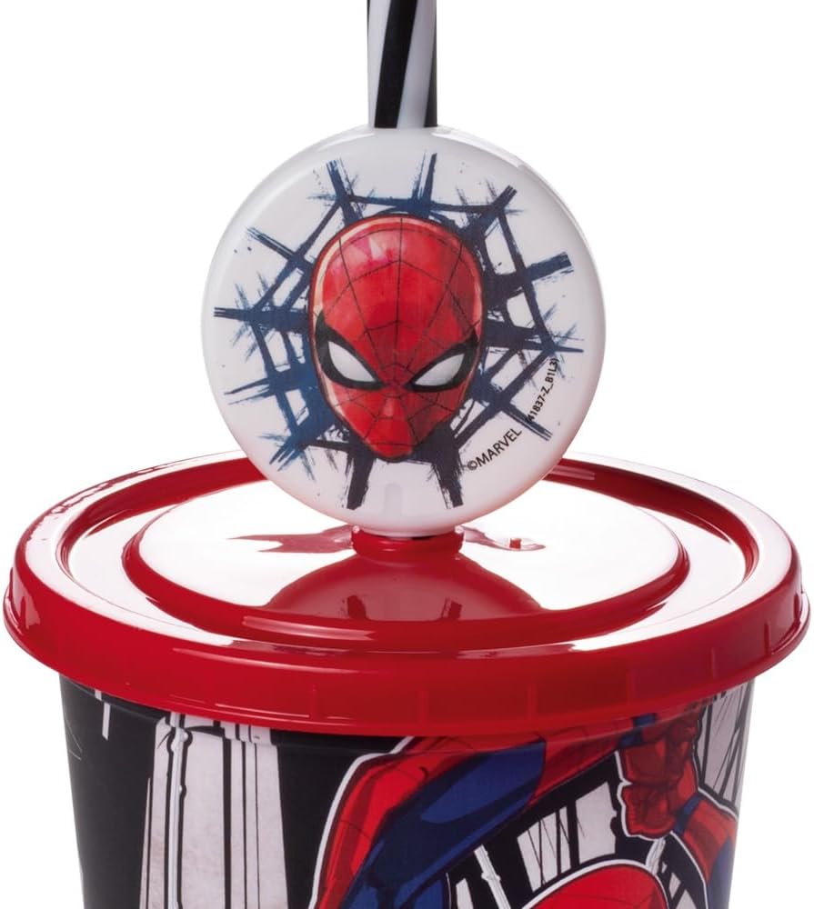 Copo com Canudo Homem-Aranha Plasútil 500ml Modelo 017443-5796 2 Copo com Canudo Homem-Aranha Plasútil 500ml Modelo 017443-5796 - Imagem 2