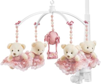 Móbile de Berço Jheppbay Ursa Rosa Musical e Giratório Bebê