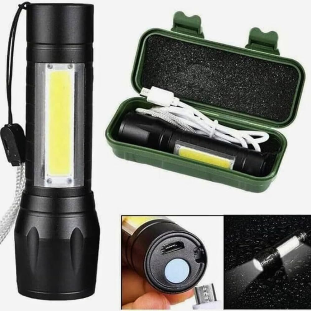 Mini Lanterna Tática LED Recarregável USB com Zoom e Estojo 2 Mini Lanterna Tática LED Recarregável USB com Zoom e Estojo - Imagem 2