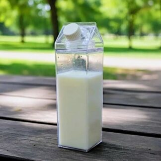 Garrafa Caixa de Leite 1 Litro Acrílico com Tampa Hermética