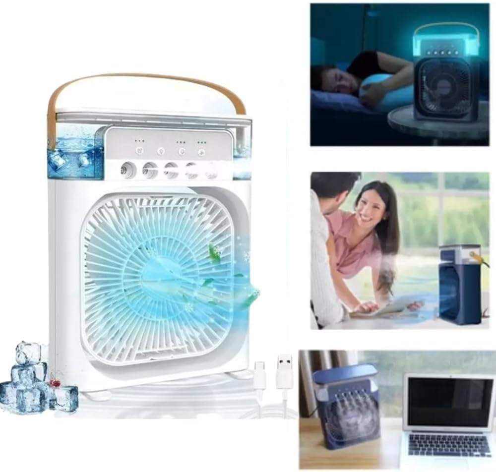 Mini Ventilador Portátil Umidificador Ar Condicionado 3 Velocidades 9 Mini Ventilador Portátil Umidificador Ar Condicionado 3 Velocidades - Imagem 9