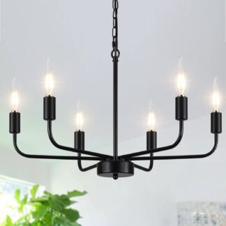 Lustre ZemSum ZX-D0167-6-B Farmhouse Preto para Sala de Jantar