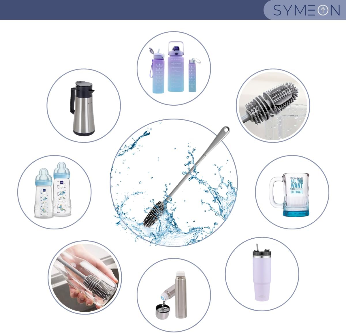 Kit 3 Escovas SYMEON para Lavar Copos Mamadeiras e Garrafas 4 Kit 3 Escovas SYMEON para Lavar Copos Mamadeiras e Garrafas - Imagem 4